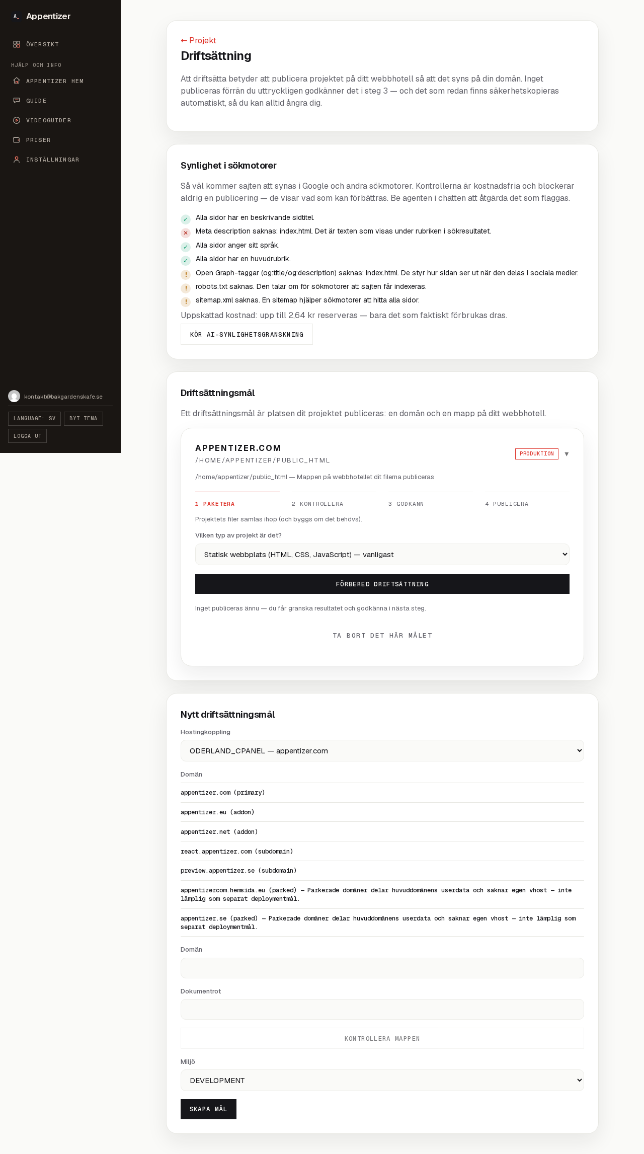 Sidan för publicering med synlighetsgranskning och fyra tydliga steg